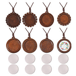 Кокосово-Коричневый Наборы для изготовления подвесных украшений из дерева своими руками, с вощеными хлопковыми нитками и стеклянными кабошонами, кокосового коричневый, 410 мм, 8 шт / комплект