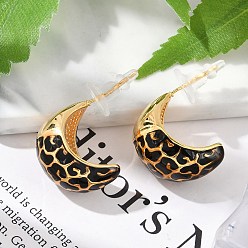 Настоящее золото 18K Серьги-гвоздики из латуни, с 925 штырями стерлингового серебра, леопардовым узором, реальный 18 k позолоченный, 20.5x12.5 мм