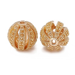 Настоящее золото 14K Стойки обшивки латунные бусины, долговечный, полый, круглые, реальный 14 k позолоченный, 12x11.5 мм, отверстие : 1.6 мм