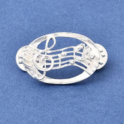 Серебро Застежки для значков в виде музыкальных нот, Значок из сплава для окраски рюкзака, одежды, серебряные, 22x32.5 мм