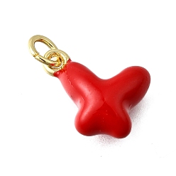 Бабочка Латунные подвески из красной эмали, с целью перехода в кольце, без кадмия и без свинца, долговечный, стойки покрытие, реальный 18 k позолоченный, бабочка, 11x14x7 мм, отверстие : 3 мм