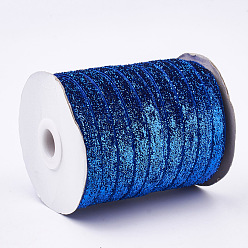 Blue Glitter Sparkle Ribbon, Polyester & Nylon Ribbon, Blue, 3/8 inch(9.5~10mm), about 50yards/roll(45.72m/roll)