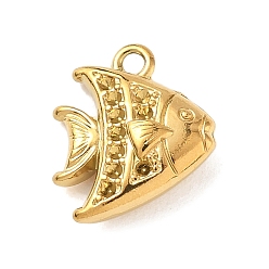Настоящее золото 18K 304 подвески из нержавеющей стали, рыба, реальный 18 k позолоченный, 13.5x11.5x4.5 мм, отверстие : 1.5 мм