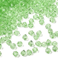 Бледно-Зеленый Прозрачные стеклянные бусины, двухконусные, граненые, бледно-зеленый, 4x3.5 мм, отверстие : 0.8 мм, около 720 шт / упаковка