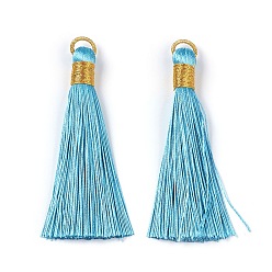 Небесно-голубой Полиэстер кисточка большие подвесные украшения, голубой, 83 мм, отверстие : 8x6.5 мм