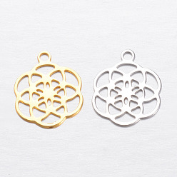 (52) Непрозрачная лаванда Латунные подвески, цветок, разноцветные, 12x10x0.4 мм, отверстие : 1 мм