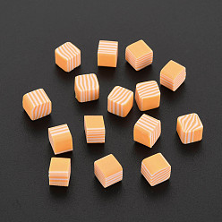 PeachPuff Handmade Polymer Clay Cabochons, for Phone Case Decoration & DIY Jewelry Making, Cube, PeachPuff, 5~5.5x5~5.5x4~5mm, about 5500pcs/1000g