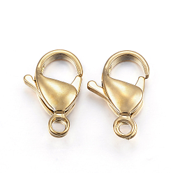Real 24K Gold Plated 304 Stainless Steel Lobster Claw Clasps, Parrot Trigger Clasps, Real 24K Gold Plated, 13x8x4mm, Hole: 1.5mm