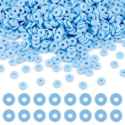 Светло-Голубой 100g бусины из полимерной глины ручной работы, Диск / плоские круглые, Heishi бусы, Небесно-голубой, 6x1 мм, отверстие : 2 мм