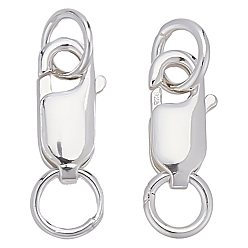 Серебро 10 шт. 2 стили 925 застежки-лобстеры из стерлингового серебра, с прыжковых колец, серебряные, 8~10x4~5x2~2.5 мм, отверстие : 2.5~3.5 мм, 5 шт / стиль