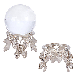 Platino Bases de exhibición de bolas de cristal de aleación con forma de mariposa, soporte de exhibición de esfera de cristal, Platino, 4.6x5.25x3.75 cm