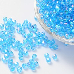 Темно-Голубой Экологичные прозрачные акриловые бусины с биоконусом ab с цветным покрытием, глубокое синее небо, 4x4 мм, отверстие : 1 мм, Около 16600 шт / 500 г