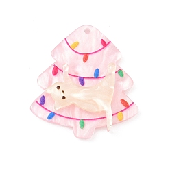 Pink Акриловые подвески, елочные прелести, розовые, 34x31x4.5 мм, отверстие : 1.8 мм