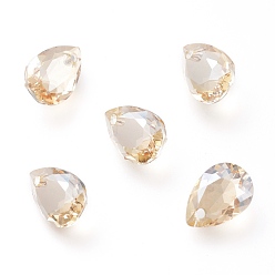 Золотая Тень Стеклянные стразы подвески, граненые, слеза, золотые тени, 9x6x4 мм, отверстие : 1 мм