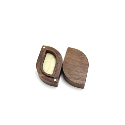Light Yellow Wood Ring Storage Box, Ring Magnetic Gift Case with Velvet Inside, Leaf, Light Yellow, 6x4cm
