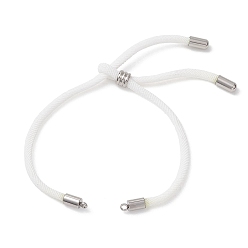 Белый Изготовление браслета-слайдера из нейлонового круглого шнура, с 304 фурнитурой из нержавеющей стали, цвет нержавеющей стали, белые, 9.72 дюйм (24.7 см)