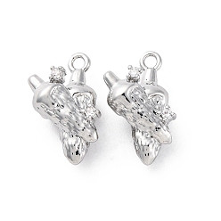 Платинированный Подвески из латуни со стразами, без кадмия, без никеля и без свинца, Кукурузный шарм, Реальная платина, 15x9x6.5 мм, отверстие : 1.4 мм