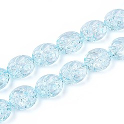 Небесно-голубой Краска для выпечки, прозрачные стеклянные бусины, нити, овал и пчела, голубой, 15.5x13.5x7.5 мм, отверстие : 1 мм, около 40 шт / нитка, 24.80 дюйм (63 см)