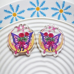 Темно-Фиолетовый Прозрачные акриловые подвески-бабочки, темно-фиолетовый, 37x32 мм