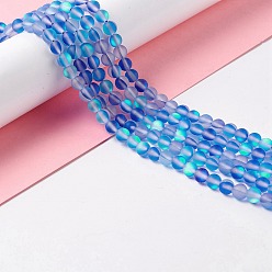 Озёрно--синий Синтетические лунные лучи, матовые, круглые, Плут синий, 6 мм, отверстие : 1 мм, около 60~64 шт / нитка, 14.76''~15.55'' (37.5~39.5 см)