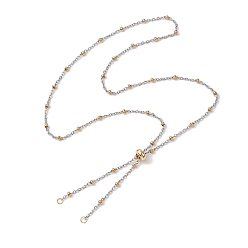 Золотой & Цвет Нержавеющей Стали 304 изготовление колье из нержавеющей стали, с цепочками-сателлитами и латунными скользящими бусинами, золотые и нержавеющая сталь цвет, 23.62 дюйм (60 см)