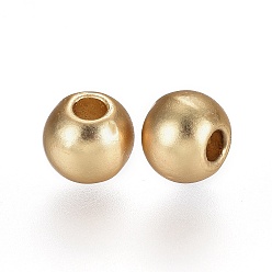 Matte Gold Color Alloy Spacer Beads, Lead Free & Nickel Free & Cadmium Free, Round, Matte Gold Color, 6x5mm, Hole: 2mm