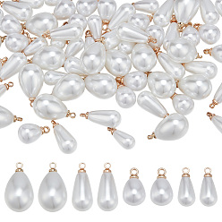 Золотой 64шт 4 стили АБС-пластик подвески с имитацией жемчуга, с латунной найти, очарование слезы, золотые, 16~21.5x5.5~13 мм, отверстие : 1.8~2 мм, 16 шт / стиль