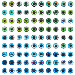 (52) Непрозрачная лаванда 1 набор стеклянных кабошонов, полукруглый с рисунком от сглаза, разноцветные, 8x3 мм, 100 шт