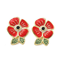 (123L) Белый крем непрозрачный блеск Латунные микро проложить кубического циркония подвески, без кадмия и без свинца, с эмалью, цветок, реальный 16 k позолоченный, огнеупорный кирпич, 22.5x17x6 мм, отверстие : 7x4 мм