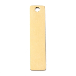 Real 18K Gold Plated 304 Stainless Steel Pendants, Rectangle Charms, Stamping Blank Tag, Ion Plating(IP), Real 18K Gold Plated, 40x9x1mm, Hole: 3mm
