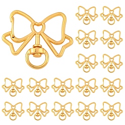 Золотой 10шт. сплав поворотные карабины, поворотный карабин-лобстер, бантом, золотые, 32.5x39x5.6 мм