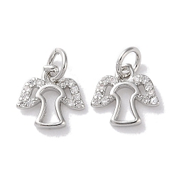 Платина Покрытие стойки латунь микропаве прозрачные подвески из кубического циркония, долговечный, без свинца и без кадмия, угол, платина, 9.5x10x1.5 мм, отверстие : 3.4 мм