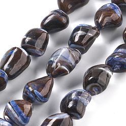 Синий Окрашенные нити натуральных бусин-ракушек трохуса, самородки, синие, 15~22x13~18x10~15 мм, отверстие : 1.2 мм, около 21 шт / нитка, 14.25'' (36.2 см)