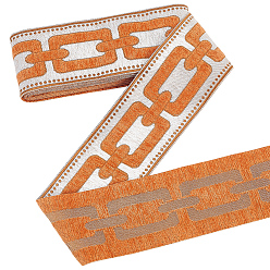 Naranja Cinta de rejilla jacquard de poliéster de 5m, ribete de cinta de chenilla, accesorios de ropa, decoración de cortina, naranja, 3-5/8 pulgada (91 mm), aproximadamente 5.47 yardas (5 m) / pc