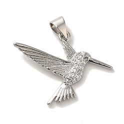 Платина Стойка металлическая латунная микропрофилированная кубическая циркония подвески, без кадмия и без свинца, долговечный, дятел, платина, 19.5x26x2.5 мм, отверстие : 5x3.5 мм
