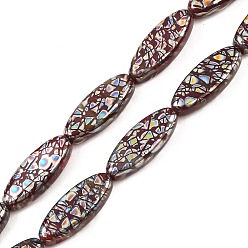 Разноцветный Чешские прессованные стеклянные бусины, лошадиный глаз , красочный, 15x6x4 мм, отверстие : 1 мм, около 100 шт / упаковка