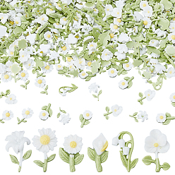 Белый 300шт 6 стили светящиеся непрозрачные эпоксидные смолы декоден кабошоны, светится в темноте, цветок, белые, 11~13x6~8x2~4 мм, 50 шт / стиль