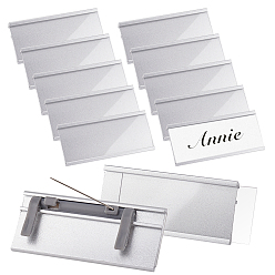 Платина Держатель таблички из алюминиевого сплава, с английской булавкой, прямоугольные, платина, 31x72 мм, внутренний диаметр: 27x72 мм