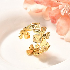 Золотой Цветок 201 открытая манжета из нержавеющей стали для женщин, золотые, 12~15 мм, регулируемый