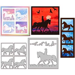 Лошадь Углеродистая сталь разрезает трафареты, для diy scrapbooking, Фотоальбом, декоративная бумага для тиснения, лошадь, 85~102x85~102x0.8 мм, 2 шт / комплект