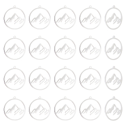 Нержавеющая Сталь Цвет 201 подвески из нержавеющей стали, кольцо с горным шармом, цвет нержавеющей стали, 27.5x26x1 мм, отверстие : 1.4 мм, 20 шт / коробка