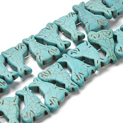 Medium Aquamarine Synthetic Turquoise Beads Strands, Sea Dog, Medium Aquamarine, 20x29x7mm, Hole: 1.2mm, about 26~32pcs/strand, 12.60''~16.14''(32~41cm)