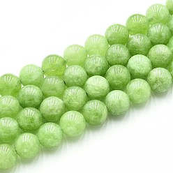 Бледно-Зеленый Природного кварца нитей бисера, окрашенные, круглые, имитация оливин, бледно-зеленый, 10~10.5 мм, отверстие : 1~1.2 мм, около 37~38 шт / нитка, 14.76~15.16 дюйм (37.5~38.5 см)