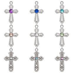 (52) Непрозрачная лаванда 45 шт. 9 стили подвески из цинкового сплава со стразами, крест прелести, платина, разноцветные, 25~30x15~19 мм, 5 шт / стиль