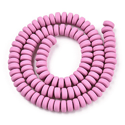 Flamingo Handmade Polymer Clay Beads Strands, for DIY Jewelry Crafts Supplies, Flat Round, Flamingo, 6~7x3mm, Hole: 1.5mm, about 113~116pcs/strand, 15.55 inch~16.14 inch(39.5~41cm)