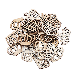 Античный Белый Незавершенные украшения из дерева, поделки товары для рукоделия, корона, старинный белый, 1.75~2.5x3.1~3.2x0.25~0.3 см, отверстие : 2.5 мм