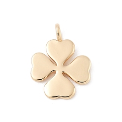 Золотой Латунные подвески, клевер, с целью перехода в кольце, золотые, 20x15x1.5 мм, отверстие : 3 мм
