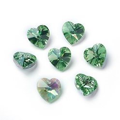 Средний Аквамарин Романтические Валентина идеи стеклянные брелоки, граненые подвески сердца, средний аквамарин, 14x14x8 мм, отверстие : 1 мм