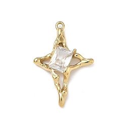Настоящее золото 18K 304 подвески из нержавеющей стали с кубическим цирконием, звезды прелести, реальный 18 k позолоченный, 30.5x20.5x5 мм, отверстие : 1.5 мм