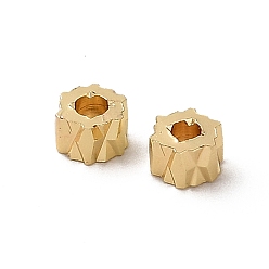 Golden Rack Plating Brass Spacer Beads, Long-Lasting Plated, Textured Column, Golden, 4.5x3mm, Hole: 1.8mm